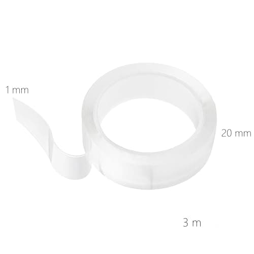 Leviatan Ruban Adhésif Double Face Extra Fort 3M - Transparent Nano Tape 2 cm - Ruban Adhésif Amovible Réutilisable