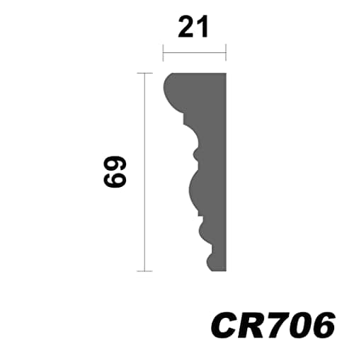 GRAND DECOR CR929 Lot de 2 moulures murales en stuc plates style baroque en polyuréthane blanc pour salon d'appartement — Cr706 - 69 X 21 Mm