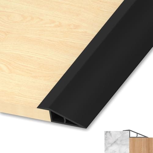 LIHIQIYA Barre de seuil adhésive PVC, grain de bois jaune, 7mm à 10mm, 1M — Noir