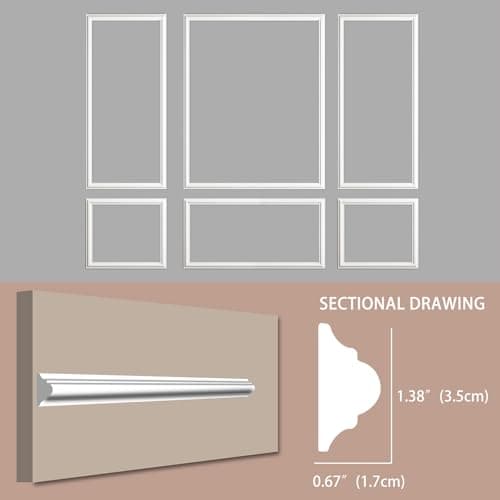 Kit de 6 moulures murales préfabriquées pour décoration intérieure + Kit de panneaux de lambris prédécoupés + Kit de cim