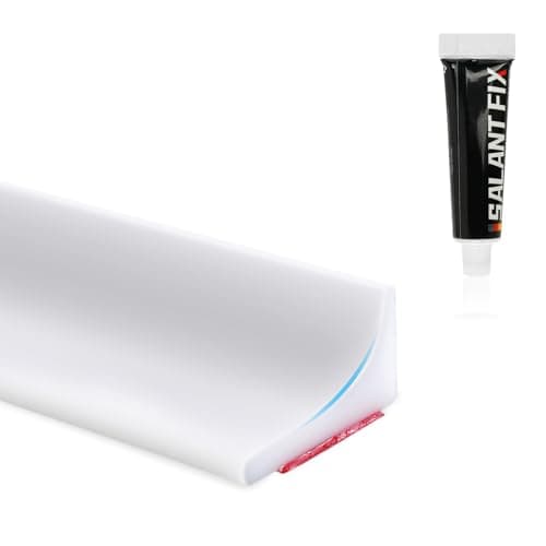 Flintronic Joint Douche, Barrière d'eau Silicone 3M, Noir, pour Sol de Salle de Bain - Barrière Anti-Inondation Adhésif — B Blanc+20g de Colle