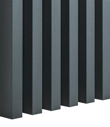 Premium Panneaux muraux acoustiques 3D 12 pièces, Vertical, Longueur 275 cm, Largeur 2,9 cm, Profondeur 4 cm, Aspect boi — Anthracite