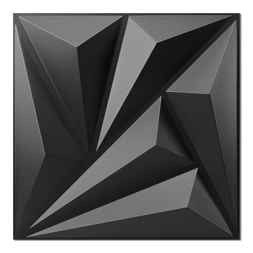 Art3d Lot de 20 panneaux muraux décoratifs 3D blancs en PVC | Intérieur | Décoration murale | Faciles à installer | 30 x — Noir