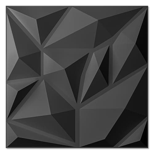 Art3d Lot de 20 panneaux muraux 3D blancs pour salon et jeux vidéo - PVC, 30 x 30 cm, décors trendy pour mur TV et décor — Noir