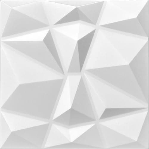 DECCART - Panneaux Muraux Decoratifs 3D Noir | Revêtement Mural Polystyrène PSE | Pour Décoration_INTÉRIEUR | 50x50 cm, — Blanc
