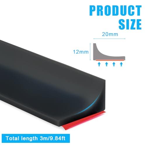 Flintronic Joint Douche, Barrière d'eau Silicone 3M, Noir, pour Sol de Salle de Bain - Barrière Anti-Inondation Adhésif
