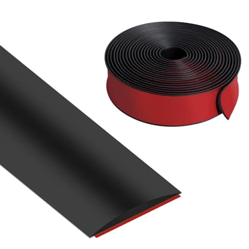Bande de transition Vefhby autocollante en vinyle noire, 4 cm x 6 m, pour sceller les espaces au sol et plinthe de sol, — Noir