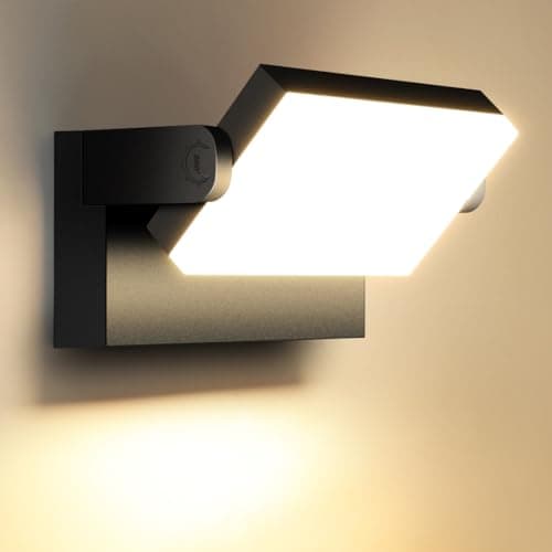 LEDMO 60W Applique Murale Extérieur/Intérieur Étanche IP65 pour Terrasse et Jardin avec Panneau LED Pivotant à 360° — Noir 60w-3000k