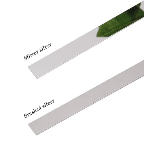 Moulure murale autocollante en acier inoxydable brossé Noir 60 mm x 6 m — Argent Brossé.