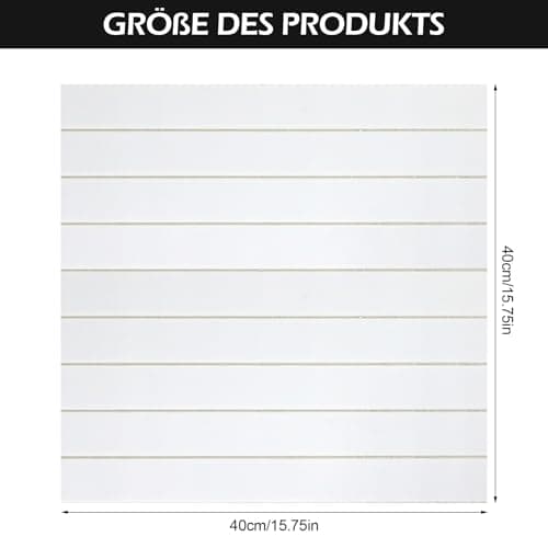 Panneaux muraux 3D autocollants bois 40x40 cm imperméables et résistants - Cuisine et chambre - Blanc pur - Lot de 10 pa