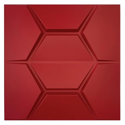 Deco 3D Mur & Plafond Salle de Jeux, Panneaux Mural & Plafond 3D 30cm x 30cm, Revêtement Mural PVC, design Salle de Jeux — D154 Rouge