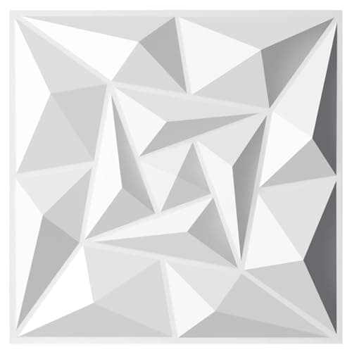 Panneaux muraux 3D Jaxguom diamant - Résistants et indéformables - Pour décoration intérieure - Lot de 12 panneaux 30 x — Diamant02 Blanc