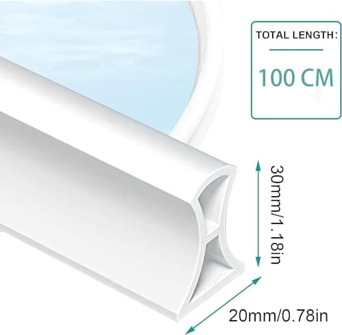 Barrière de douche 1m Blanc, joint étanche en silicone pliable 20x30mm, maintient l'eau à l'intérieur du seuil pour sall