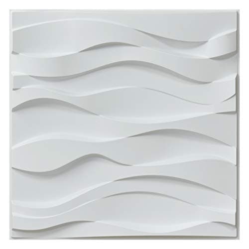 Art3d | Plaques 3d Murales PVC, Relief Minimaliste et Courbé pour Salon et Bureau, Blanc Mat (50 x 50 cm), 3m²PCA