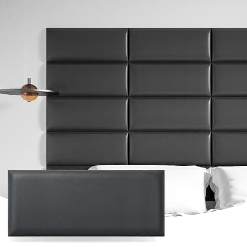 Art3d Lot de 12 Panneaux muraux Auto-adhésifs pour tête de lit King Size - Noir | Insonorisés | pour Chambre à Coucher