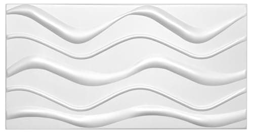 Panneaux muraux 3D XPS Blanc pour décoration intérieure - Classique cadre - 100 x 50 cm - 2 m² — (Vague Blanche, Taille Xl)
