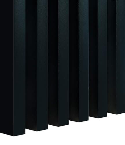 Premium Panneaux muraux acoustiques 3D 12 pièces, Vertical, Longueur 275 cm, Largeur 2,9 cm, Profondeur 4 cm, Aspect boi — Noir