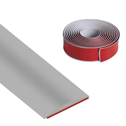 Bande de transition Vefhby autocollante en vinyle noire, 4 cm x 6 m, pour sceller les espaces au sol et plinthe de sol, — gris