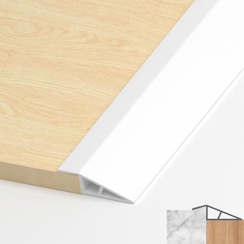 LIHIQIYA Barre de seuil adhésive PVC, grain de bois jaune, 7mm à 10mm, 1M — Blanc