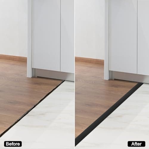 Rail de transition en vinyle autocollant Profil de transition noir, bandes de revêtement de sol en grain de bois (5 cm ×