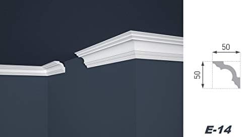 Moulure en stuc professionnel dur blanc lisse Marbet 50x50mm - 20 mètres