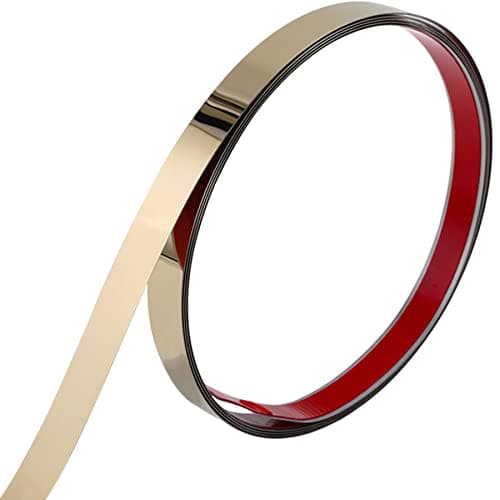 Trimold Moulure murale en acier inoxydable flexible - Bordure autocollante pour plafond et cadre de miroir - Fini simila — Or