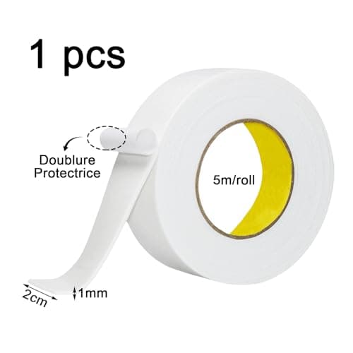 Rouleaux Ruban Adhésif Double Face Scotch Épais et Extra Fort pour Intérieur et Extérieur - 20 mm x 5 m - Fixant - DIY