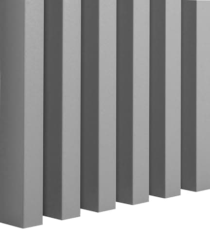 Premium Panneaux muraux acoustiques 3D 12 pièces, Vertical, Longueur 275 cm, Largeur 2,9 cm, Profondeur 4 cm, Aspect boi — Gris