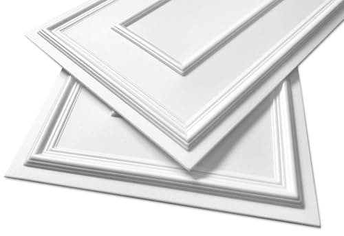 DECCART - Panneaux mural decoratif 3D Blanc - Decoration Salon - 100x50 cm - 8 pièce (4 m²) - Boiserie Cadre