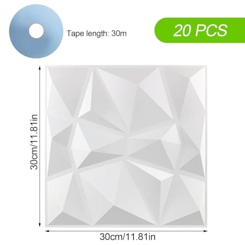 Panneau Mural Decoratif 3D Blanc Mat 30x30 cm pour Décor Intérieur de Studio et Bureau