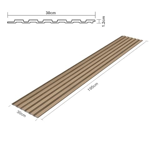 NEU.HOLZ Panneaux Muraux 3D Lattes Décoratives Style Scandinave pour Salon Installation Facile Polystyrène Effet Chêne C