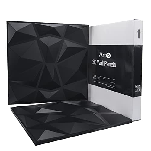 Art3d Panneaux Muraux Texturés 3D Noir Salon Darling, Dalle Murale Décorative Brique Effet 50 x 50 cm 3m²