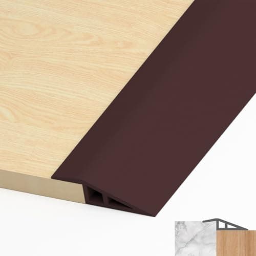 LIHIQIYA Barre de seuil adhésive PVC, grain de bois jaune, 7mm à 10mm, 1M — Brun Foncé