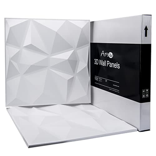 Art3d - Panneaux muraux 3D blancs, dalles décoratives salon, effet brique, 50 x 50 cm