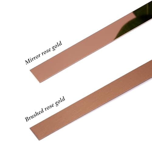 Moulure murale autocollante en acier inoxydable brossé Noir 60 mm x 6 m — Miroir Or Rose.