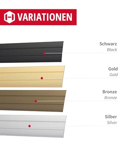 Seuil de porte ALPENSTAHL | Longueur 200 cm, Largeur 37 mm | Aluminium Noir | Pour planchers en stratifiés | Moulure aut
