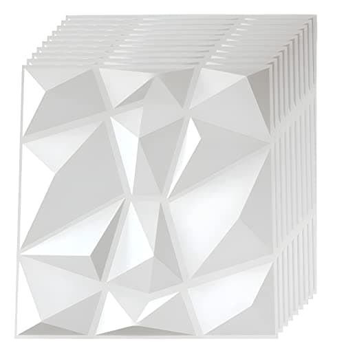 LeapBeast Panneaux Muraux Texturés 3D, Salon, Blanc, Décoration Murale Intérieure PVC, Lot de 12 Dalles Murales