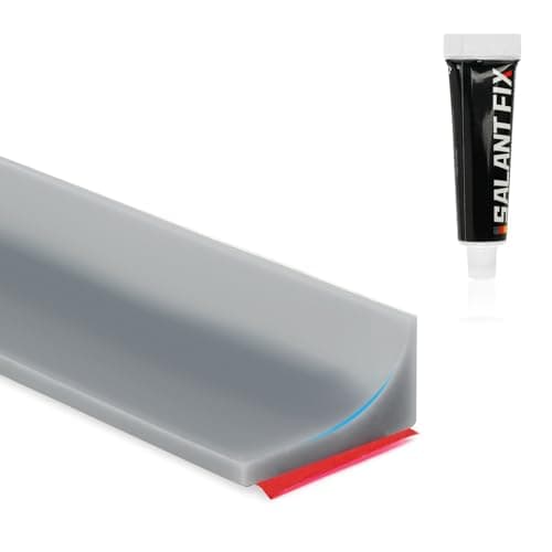 Flintronic Joint Douche, Barrière d'eau Silicone 3M, Noir, pour Sol de Salle de Bain - Barrière Anti-Inondation Adhésif — B Gris+20g de Colle
