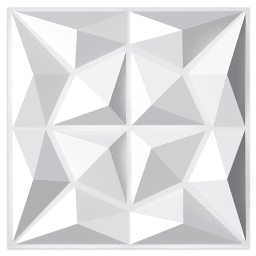 Panneaux muraux 3D Jaxguom diamant - Résistants et indéformables - Pour décoration intérieure - Lot de 12 panneaux 30 x — Diamant01 Blanc