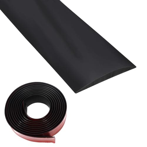 Rail de transition en vinyle autocollant Profil de transition noir, bandes de revêtement de sol en grain de bois (5 cm ×