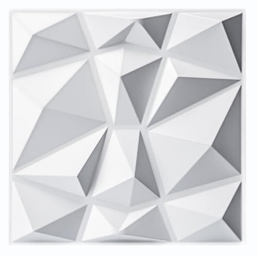 Art3d Lot de 33 panneaux muraux décoratifs 3D en forme de diamant blanc mat, pour décoration intérieure, design moderne