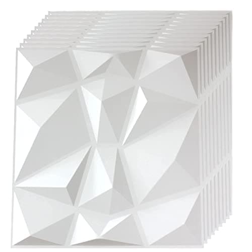 LeapBeast Lot de 12 Panneaux Muraux Texturés 3D pour Salon - Décoration Murale Intérieure en Blanc PVC - Idéal pour Déco — S150