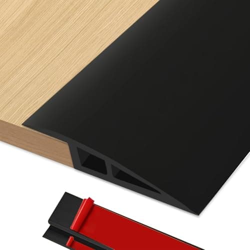 Boyifeijie Barre de Seuil Rattrapage Multiniveau Chêne Blanc 1M x 5cm Adhésif PVC Hauteur du Seuil 5mm ~ 10mm Porte Ratt — Noir