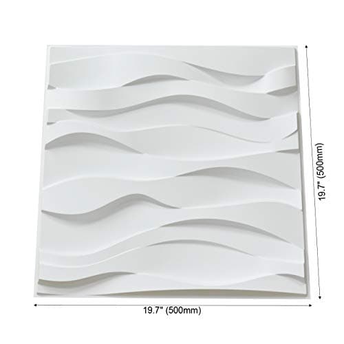 Art3d | Plaques 3d Murales PVC, Relief Minimaliste et Courbé pour Salon et Bureau, Blanc Mat (50 x 50 cm), 3m²PCA