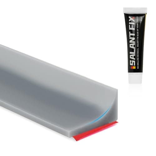Flintronic Joint Douche, Barrière d'eau Silicone 3M, Noir, pour Sol de Salle de Bain - Barrière Anti-Inondation Adhésif — B Gris+50g de Colle