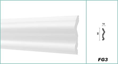 HEXIMO moulures murales modernes Blanc (2 mètres) pour décoration intérieure (Baguettes stuc FG3)