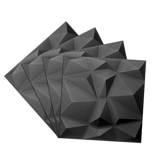 DECCART - Panneaux Muraux Decoratifs 3D Noir | Revêtement Mural Polystyrène PSE | Pour Décoration_INTÉRIEUR | 50x50 cm,