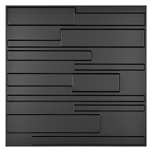 Art3d A10032BK - Panneaux muraux 3D noir pour décoration intérieure contemporaine - Design moderne, facile d'installatio