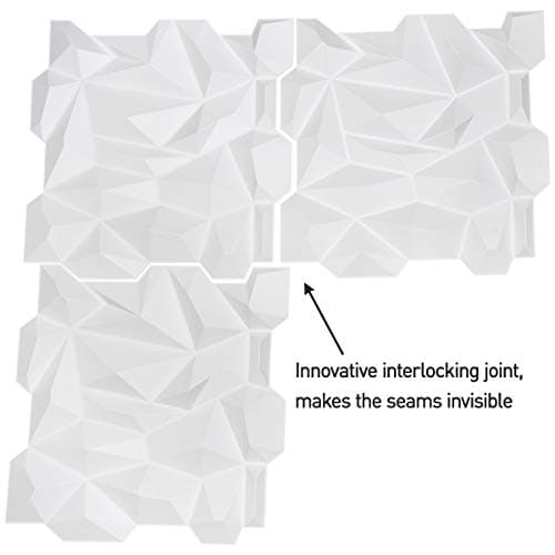Art3d Panneau mural en PVC 3D diamanté, blanc mat, pour décoration résidentielle, beaux points de vente, résistance acco