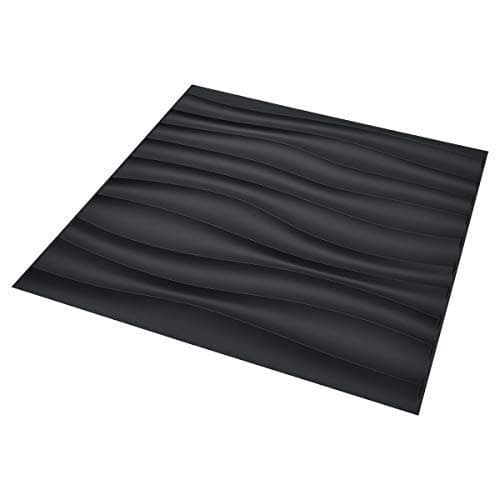Art3d Lot de 12 panneaux ondulés en PVC Noir pour décoration murale intérieure 50×50cm 3㎡